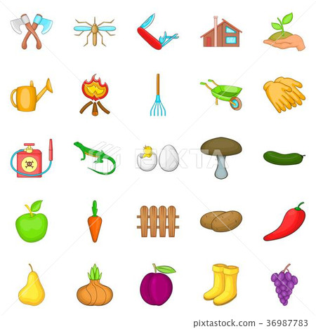 Yield icons set, cartoon style Yield icons set, cartoon style 36987783