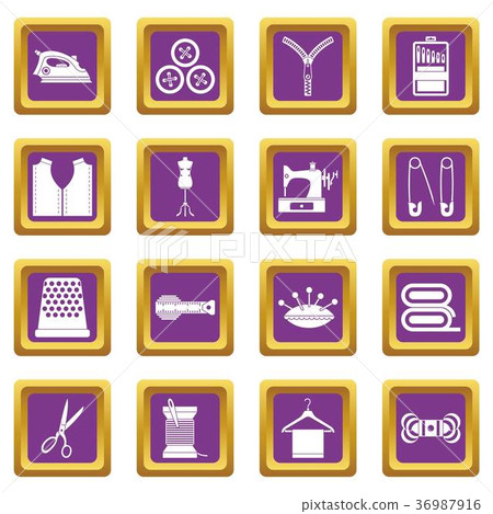 Sewing icons set purple - Stock Illustration [36987916] - PIXTA