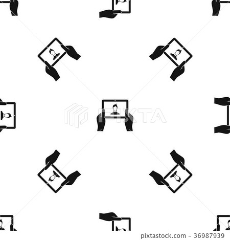Hands holding tablet pattern seamless black Hands holding tablet pattern seamless black 36987939