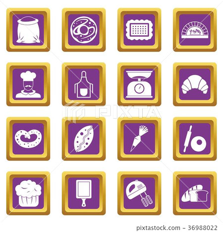 Bakery icons set purple Bakery icons set purple 36988022