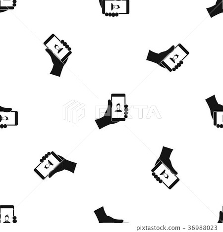 Hand holding smartphone with photo pattern seamless black Hand holding smartphone with photo pattern seamless black 36988023