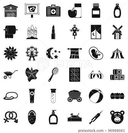 Child health icons set, simple style - Stock Illustration [36988081 ...