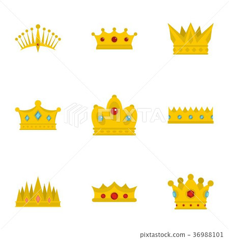 Medieval crown icon set, flat style Medieval crown icon set, flat style 36988101