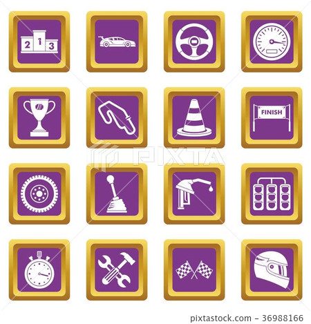 Racing speed icons set purple Racing speed icons set purple 36988166