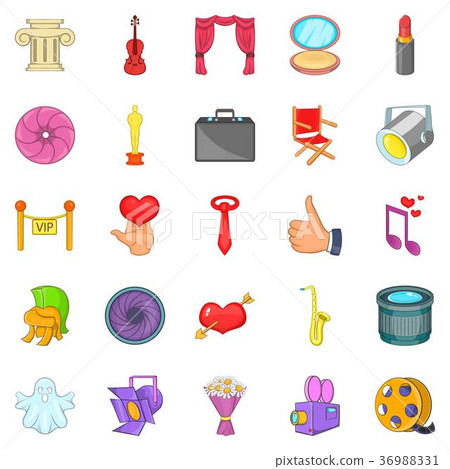 Gaiety icons set, cartoon style Gaiety icons set, cartoon style 36988331