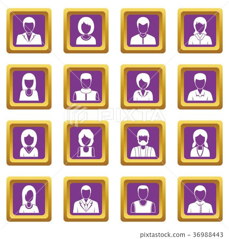 Infographic design parts icons set purple Infographic design parts icons set purple 36988443