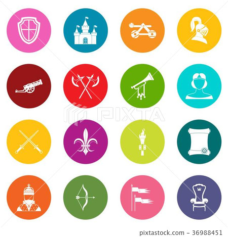Knight medieval icons many colors set Knight medieval icons many colors set 36988451