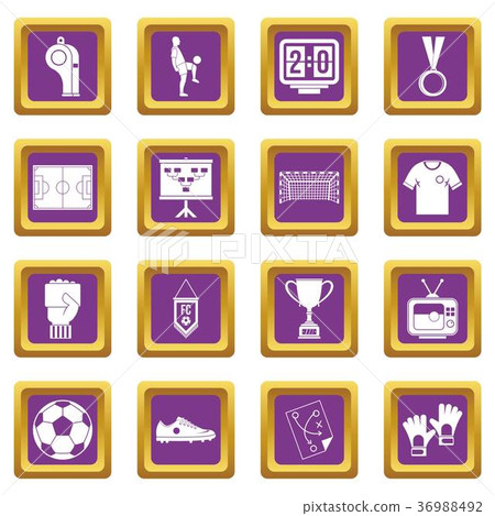 Soccer football icons set purple 36988492
