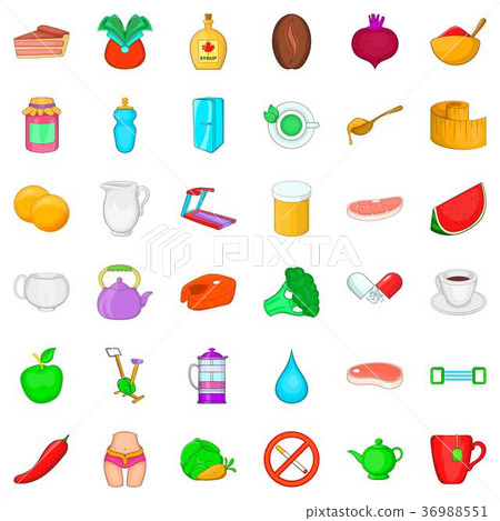 Dietary product icons set, cartoon style Dietary product icons set, cartoon style 36988551
