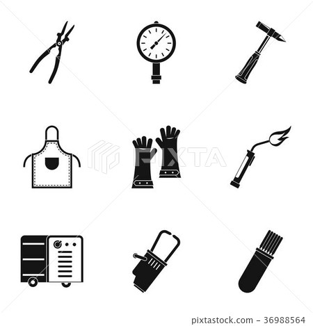 Welder profession icon set, simple style Welder profession icon set, simple style 36988564