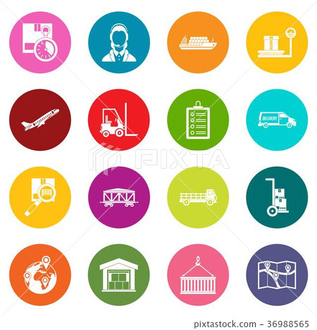 Logistic icons many colors set Logistic icons many colors set 36988565