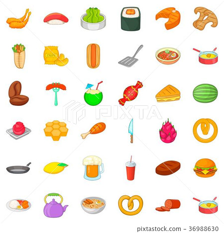 Delicious food icons set, cartoon style 36988630