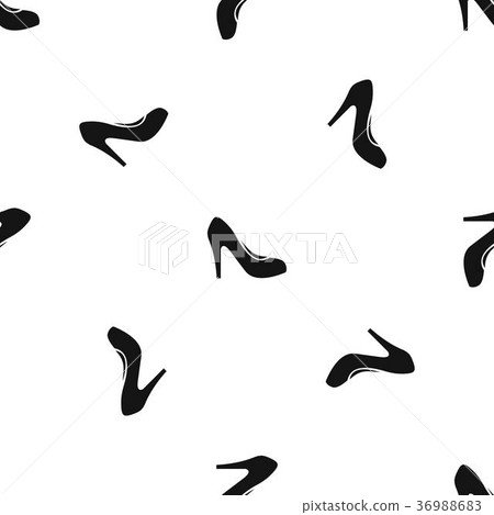 Women shoe with heels pattern seamless black 36988683