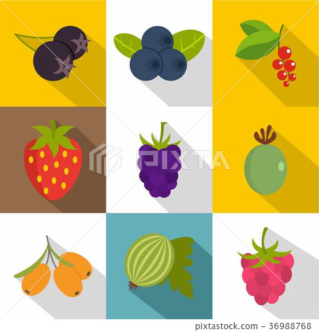 Fruits icons set, flat style Fruits icons set, flat style 36988768