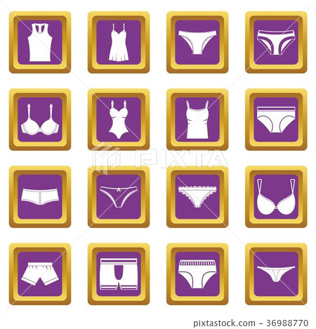 Underwear items icons set purple Underwear items icons set purple 36988770