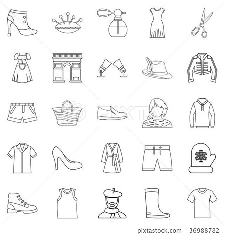 Underlinen icons set, outline style Underlinen icons set, outline style 36988782