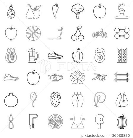 Diet icons set, outline style 36988820