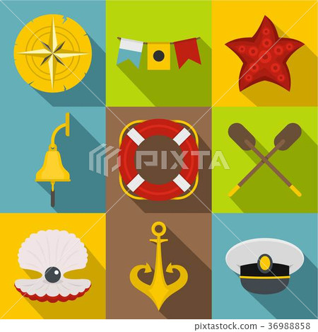 Sea travel icons set, flat style Sea travel icons set, flat style 36988858
