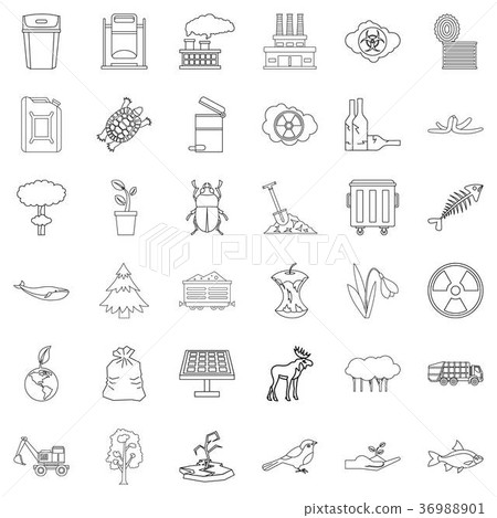 Disaster icons set, outline style Disaster icons set, outline style 36988901