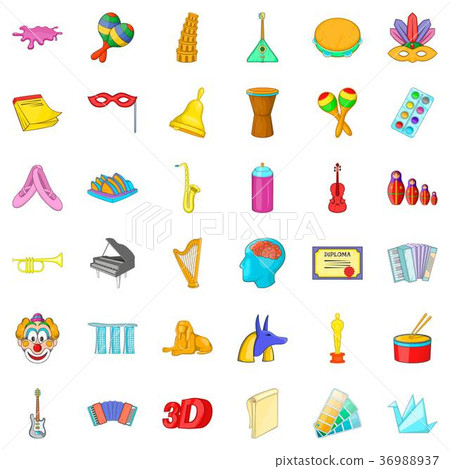 Art school icons set, cartoon style Art school icons set, cartoon style 36988937