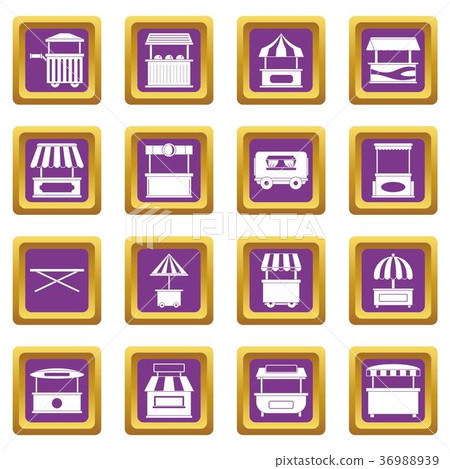 Street food truck icons set purple Street food truck icons set purple 36988939