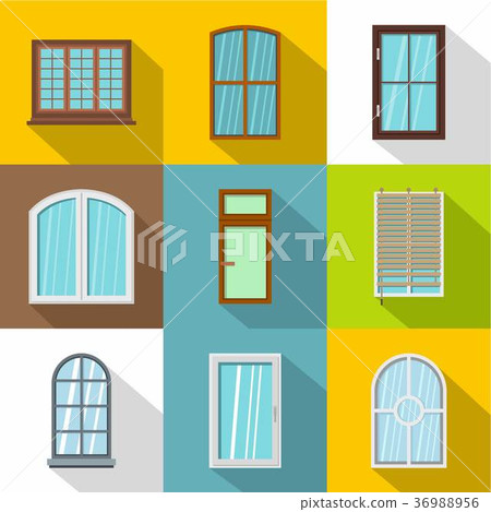 Window icons set, flat style Window icons set, flat style 36988956