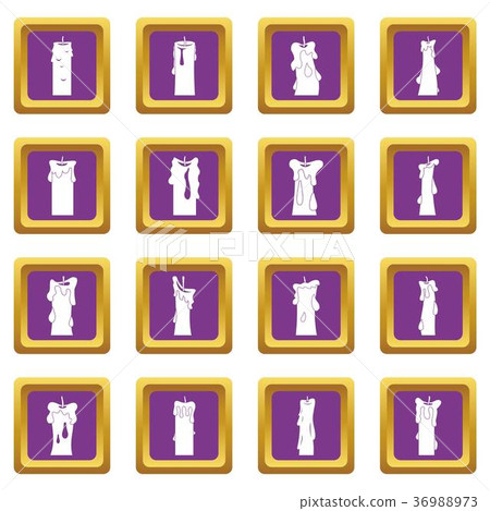 Candle forms icons set purple Candle forms icons set purple 36988973