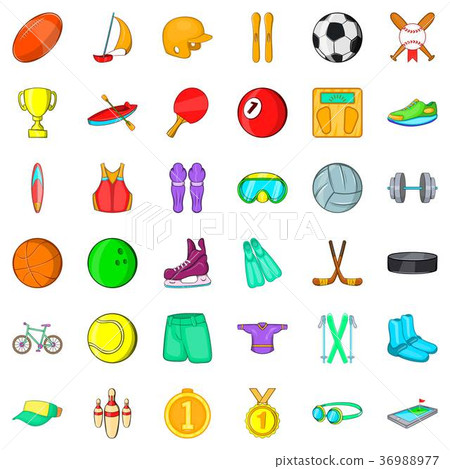 Sport icons set, cartoon style Sport icons set, cartoon style 36988977
