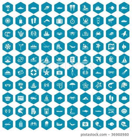 100 sea life icons sapphirine violet 36988980
