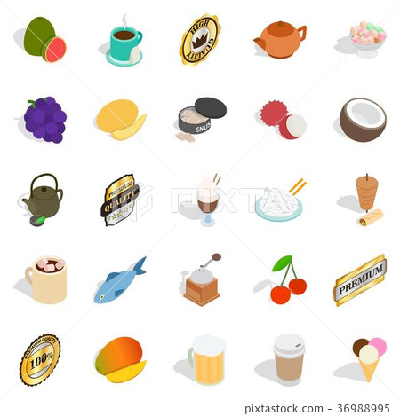 Coconut icons set, isometric style Coconut icons set, isometric style 36988995