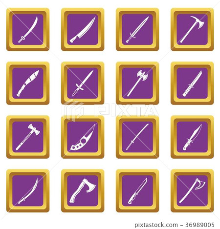 Steel arms symbols icons set purple 36989005