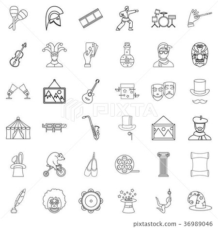 Ballet icons set, outline style Ballet icons set, outline style 36989046