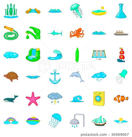 Water icons set, cartoon style Water icons set, cartoon style 36989067