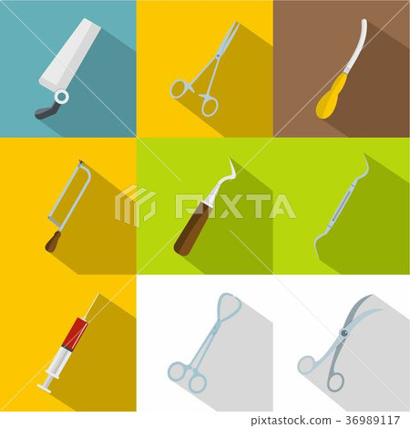 Medical equipment icons set, flat style 36989117