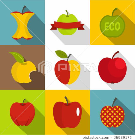 Apple icons set, flat style - Stock Illustration [36989175] - PIXTA