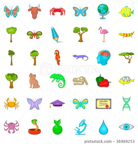 Biology icons set, cartoon style Biology icons set, cartoon style 36989253