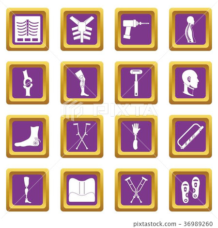 Orthopedics prosthetics icons set purple 36989260