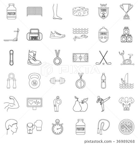 Sport icons set, outline style Sport icons set, outline style 36989268