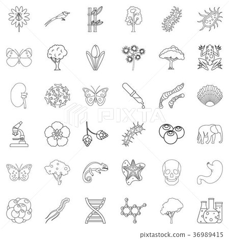 Nature icons set, outline style Nature icons set, outline style 36989415