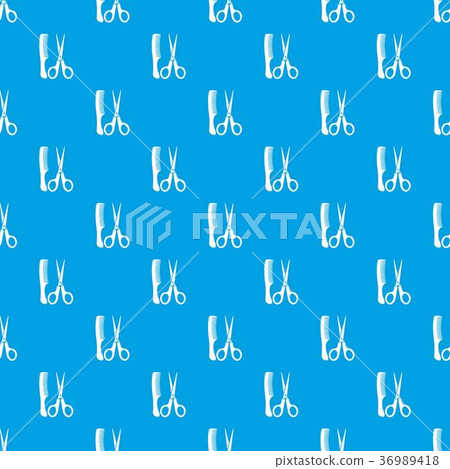 Scissors and comb pattern seamless blue 36989418