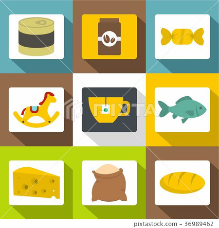 Shop sign icons set, flat style Shop sign icons set, flat style 36989462