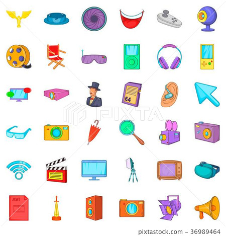 Film icons set, cartoon style Film icons set, cartoon style 36989464