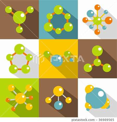 Different molecule icons set, flat style Different molecule icons set, flat style 36989565