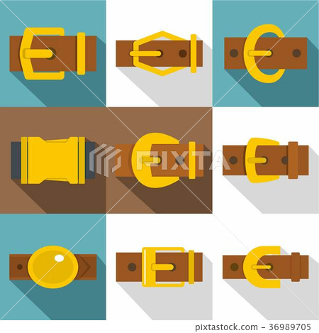 Man buckle icons set, flat style 36989705