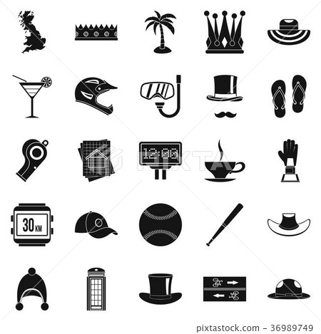 Lid icons set, simple style Lid icons set, simple style 36989749