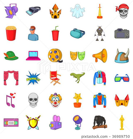 Cinematography icons set, cartoon style Cinematography icons set, cartoon style 36989750