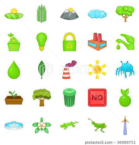Eco icons set, cartoon style Eco icons set, cartoon style 36989751