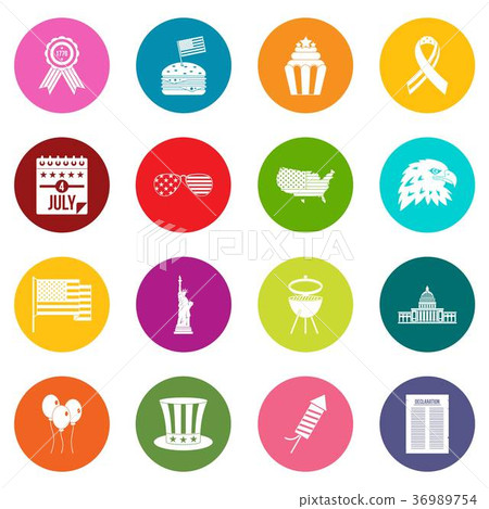 Independence day flag icons many colors set Independence day flag icons many colors set 36989754
