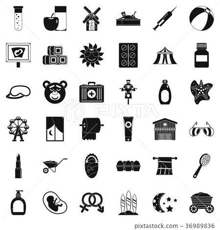 Pill icons set, simple style 36989836