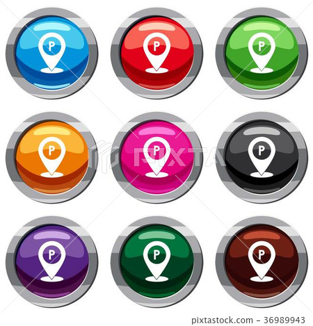 Map pointer with car parking sign set 9 collection Map pointer with car parking sign set 9 collection 36989943